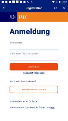 ALDI TALK Registration android App screenshot 1